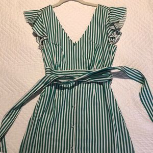 BB Dakota Green and White Striped Dress